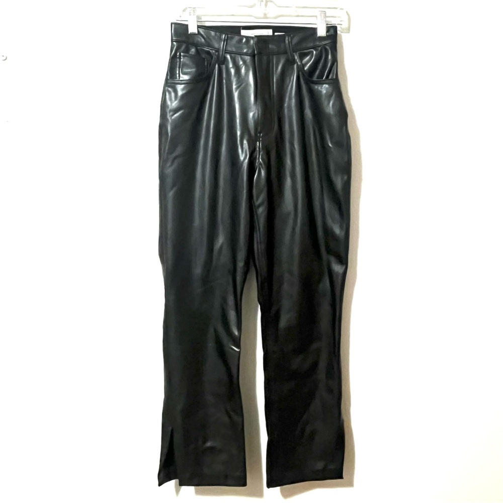ABERCROMBIE & FITCH Faux Leather Pants Size 6 Black Side Leg Slit New With tags